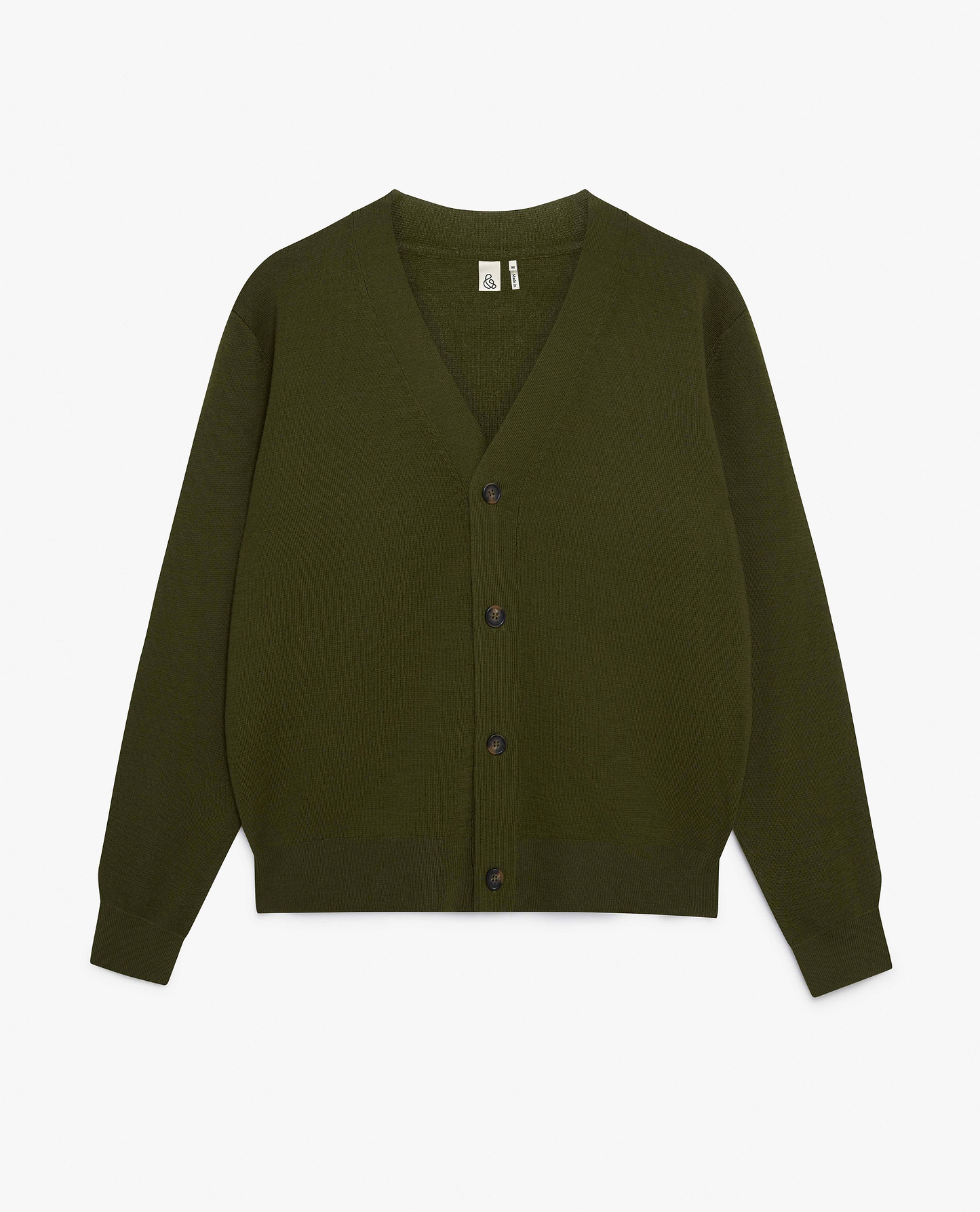 Men's Merino V Neck Cardigan - Olive