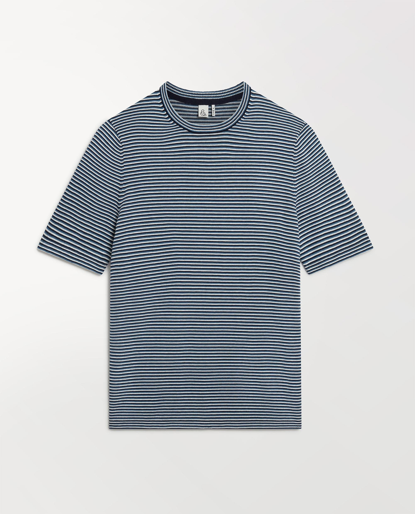 Men's Silk-Cotton Fine Knit Stripe T-Shirt - The Blues