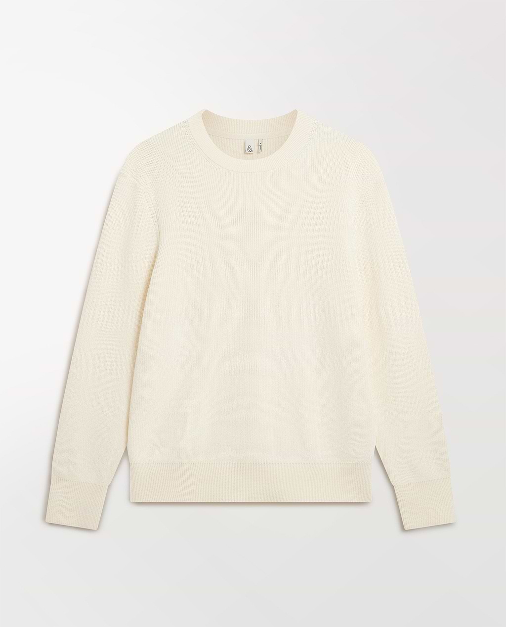Men's Waffle Fisherman Crew Neck Jumper - Parchment