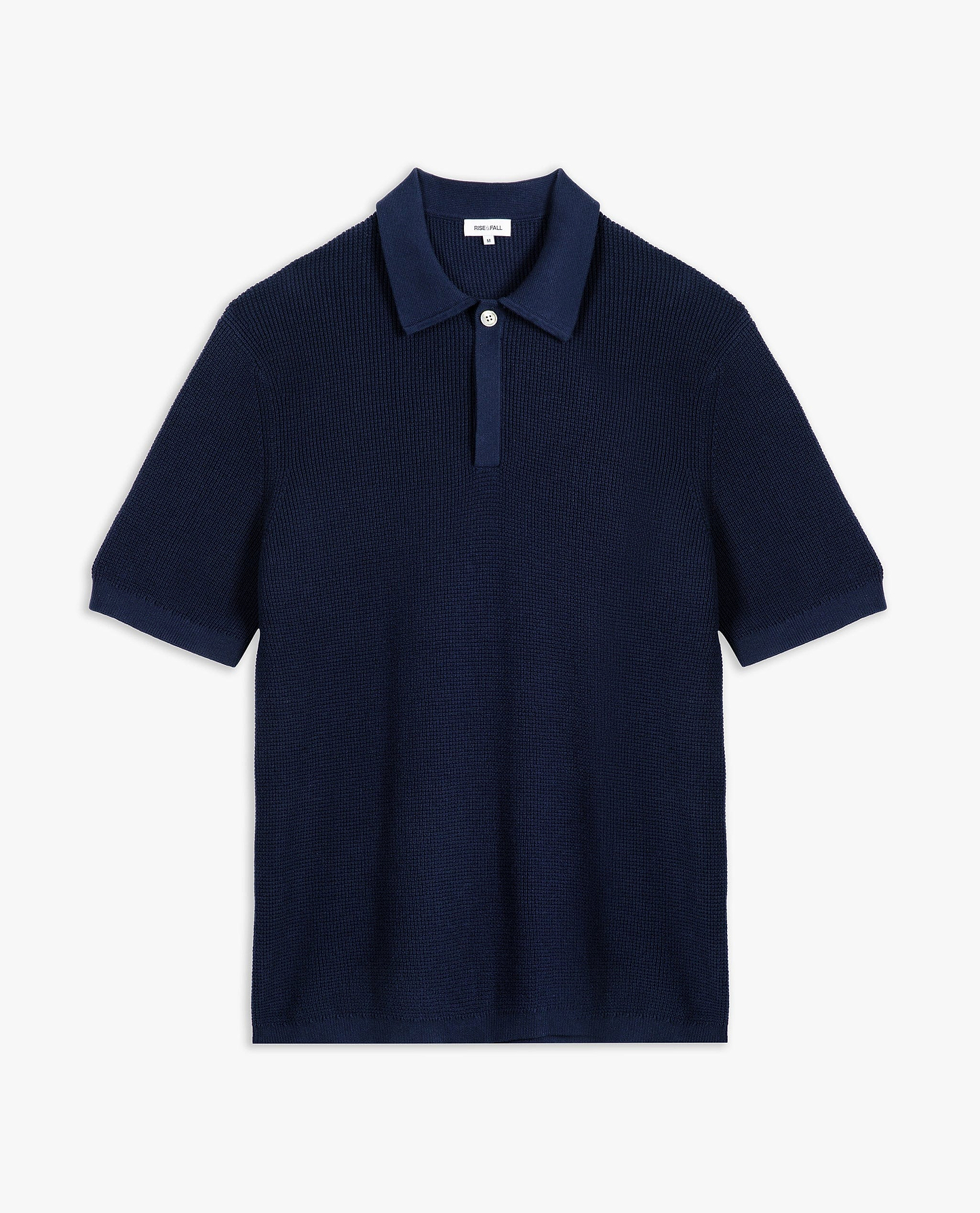 Men's Waffle Knit Cotton Polo - Blue