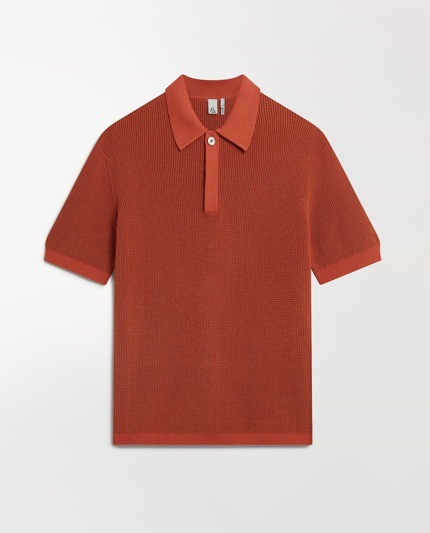 Men's Waffle Knit Cotton Polo - Tobacco