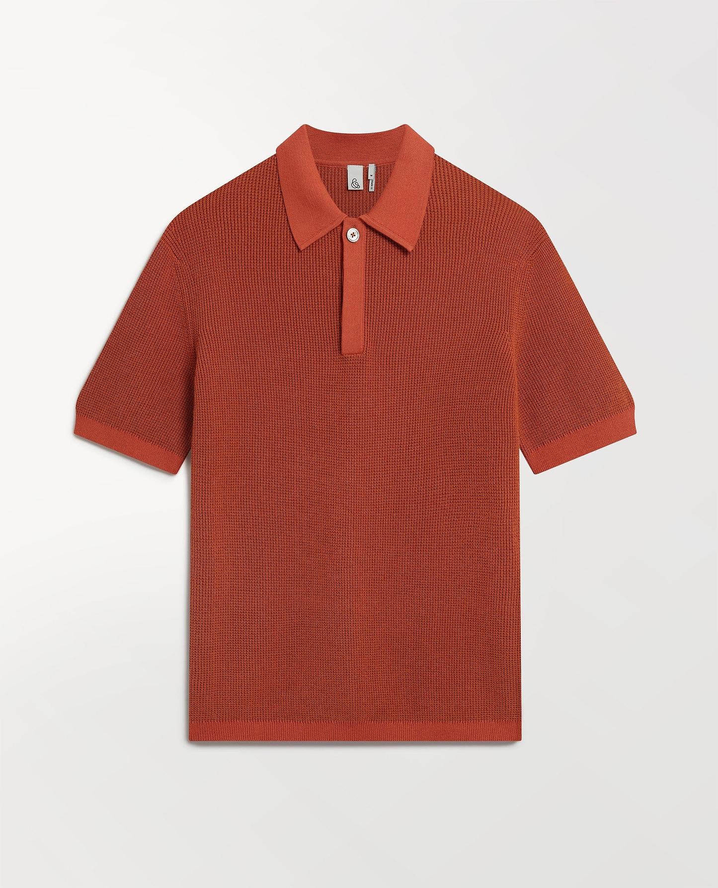 Men's Waffle Knit Cotton Polo - Tobacco