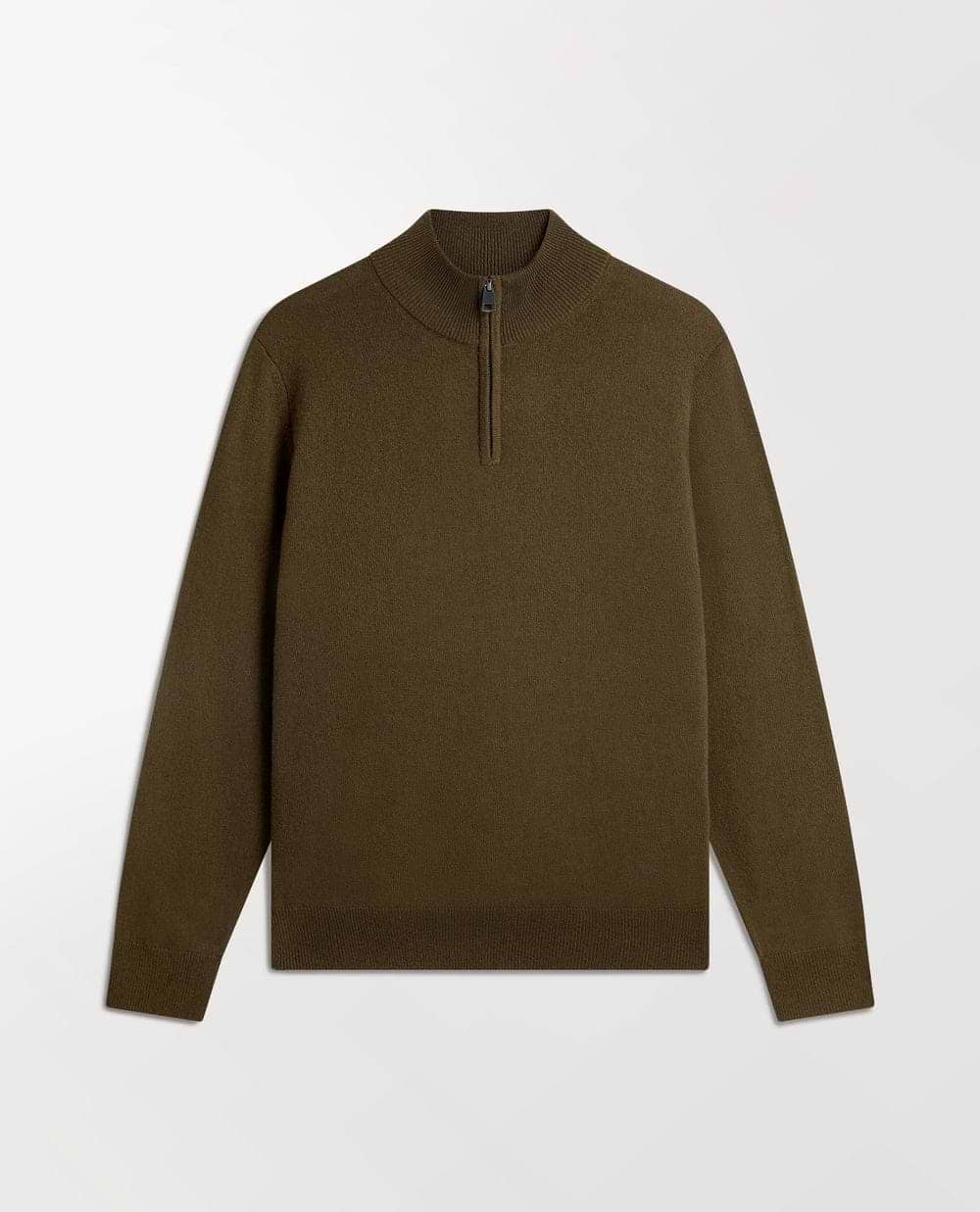 Rise & Fall's Men's Finest Cashmere 1/4 Zip Jumper - Military Green