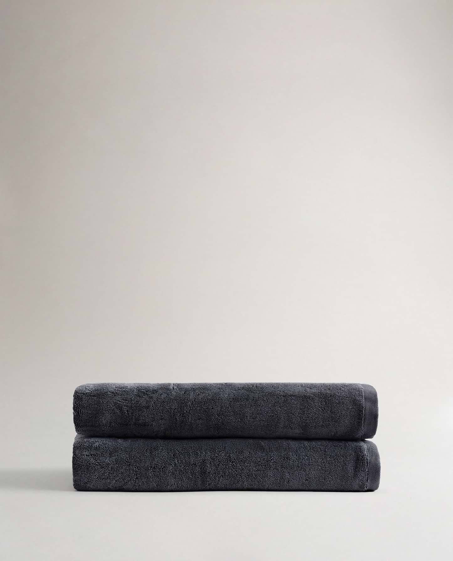 Two Rise & Fall's charcoal Turkish Aegean cotton bath sheets