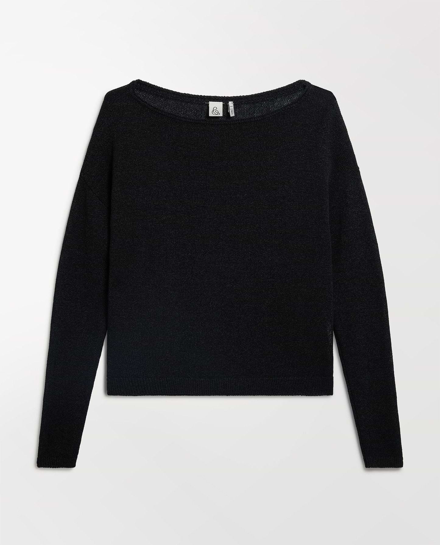 Women's Paper Yarn Slash Neck Jumper - Black