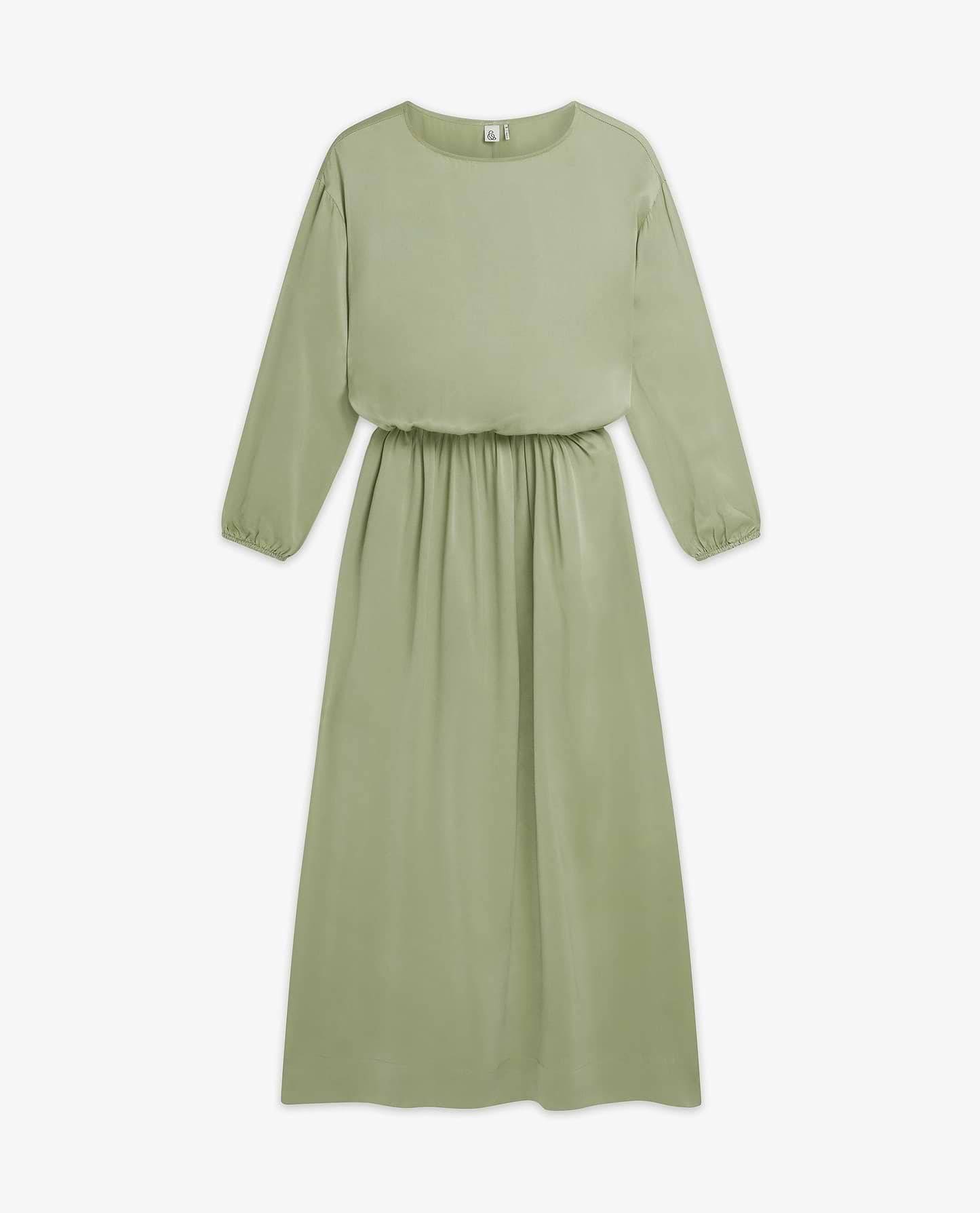 Women's Gathered Waist Easy-Silk Dress - Dried Sage