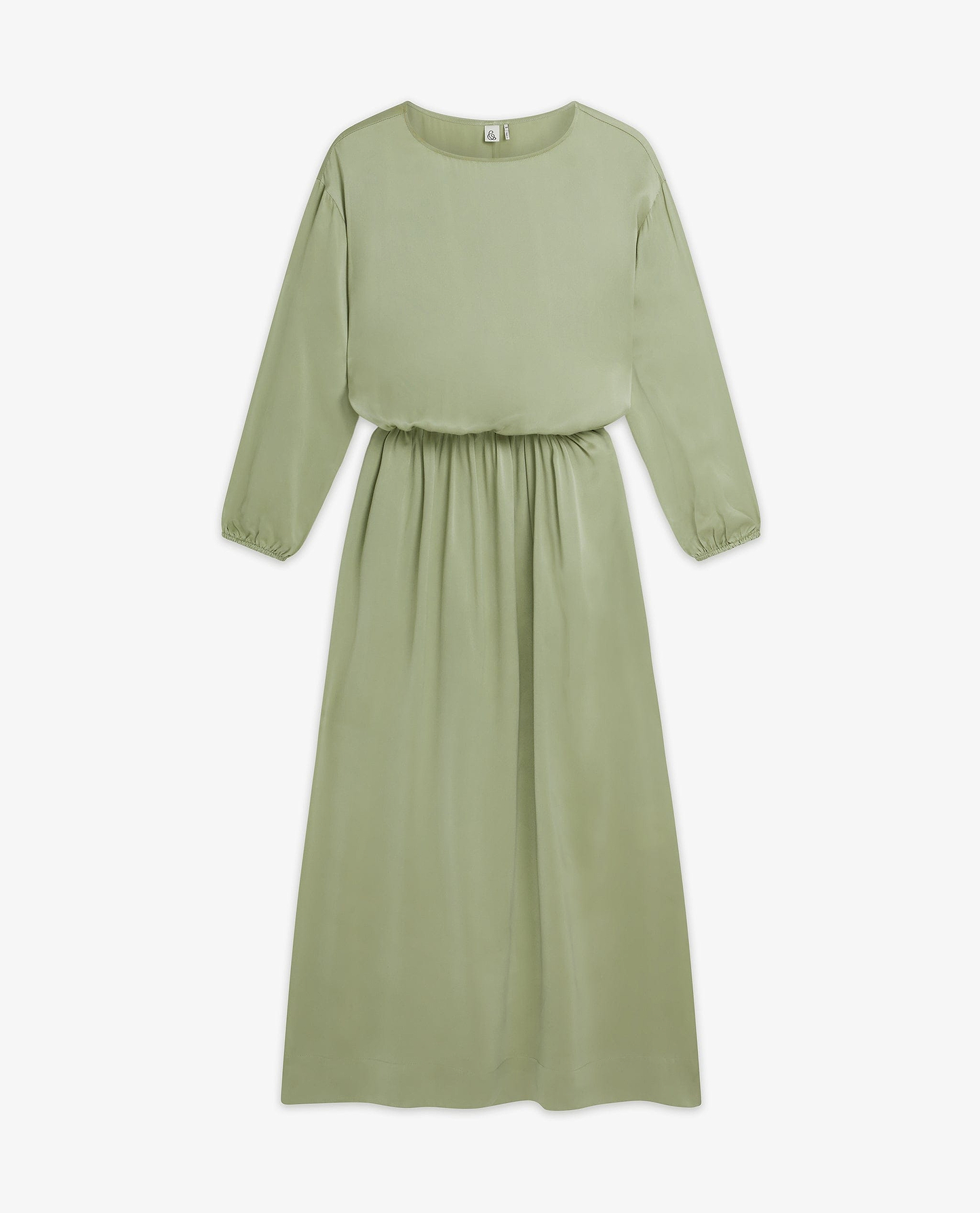 Women's Gathered Waist Easy-Silk Dress - Dried Sage