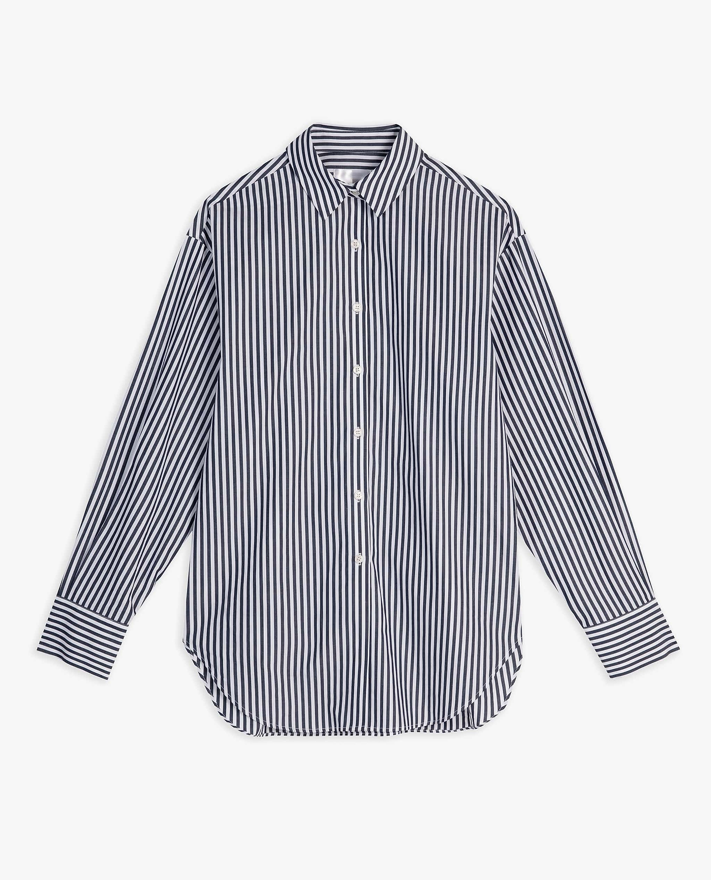 Organic Cotton Oversized Poplin Shirt - Navy Stripe