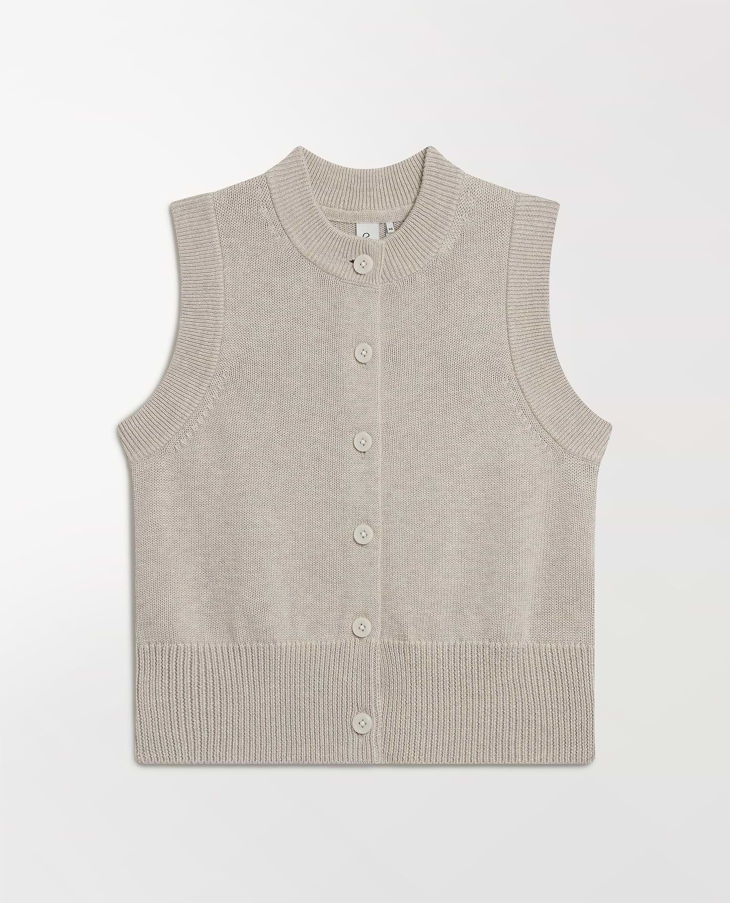 Women's Silk-Cotton Button Vest - Drift