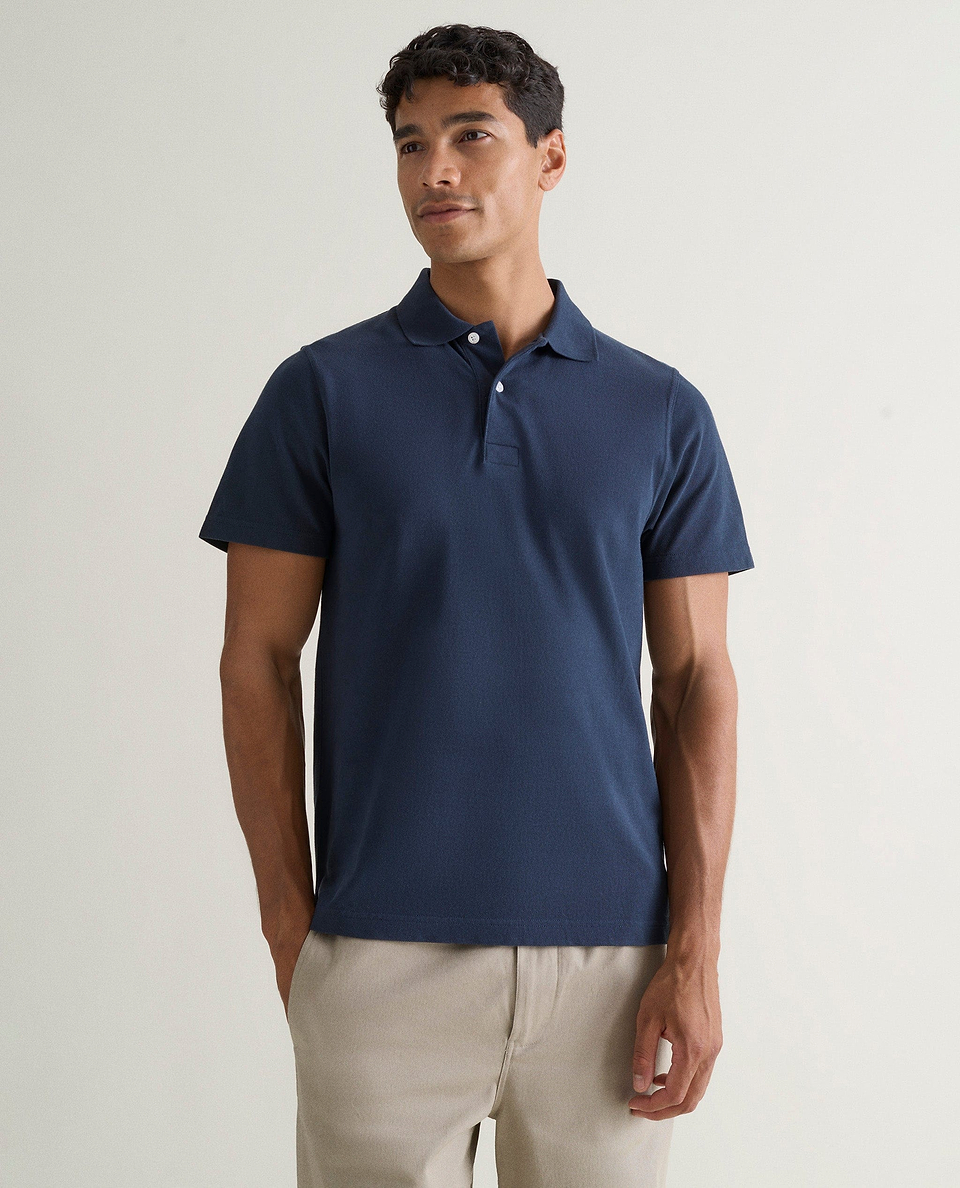 Pique Polo Shirt - Navy