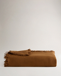 European Flax Linen Large Throw - Chestnut