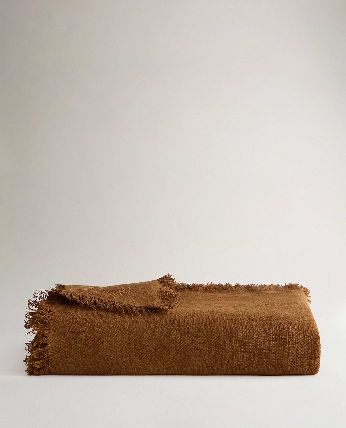 European Flax Linen Large Throw - Chestnut