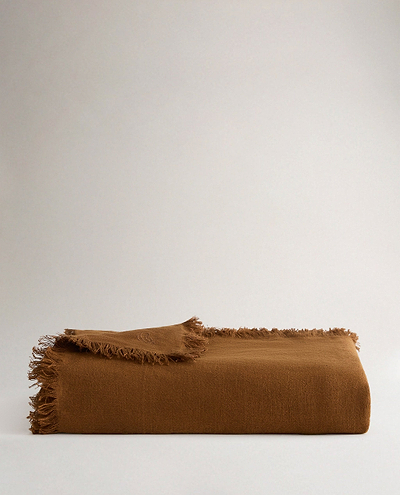 European Flax Linen Large Throw - Chestnut