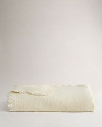 European Flax Linen Large Throw - Alabaster