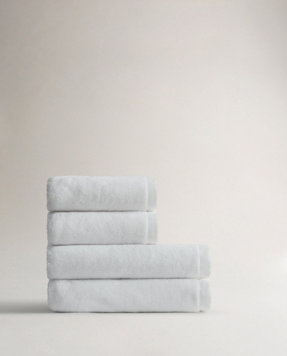 Turkish Cotton Bath Towel Bundle (Pack of 4) - White