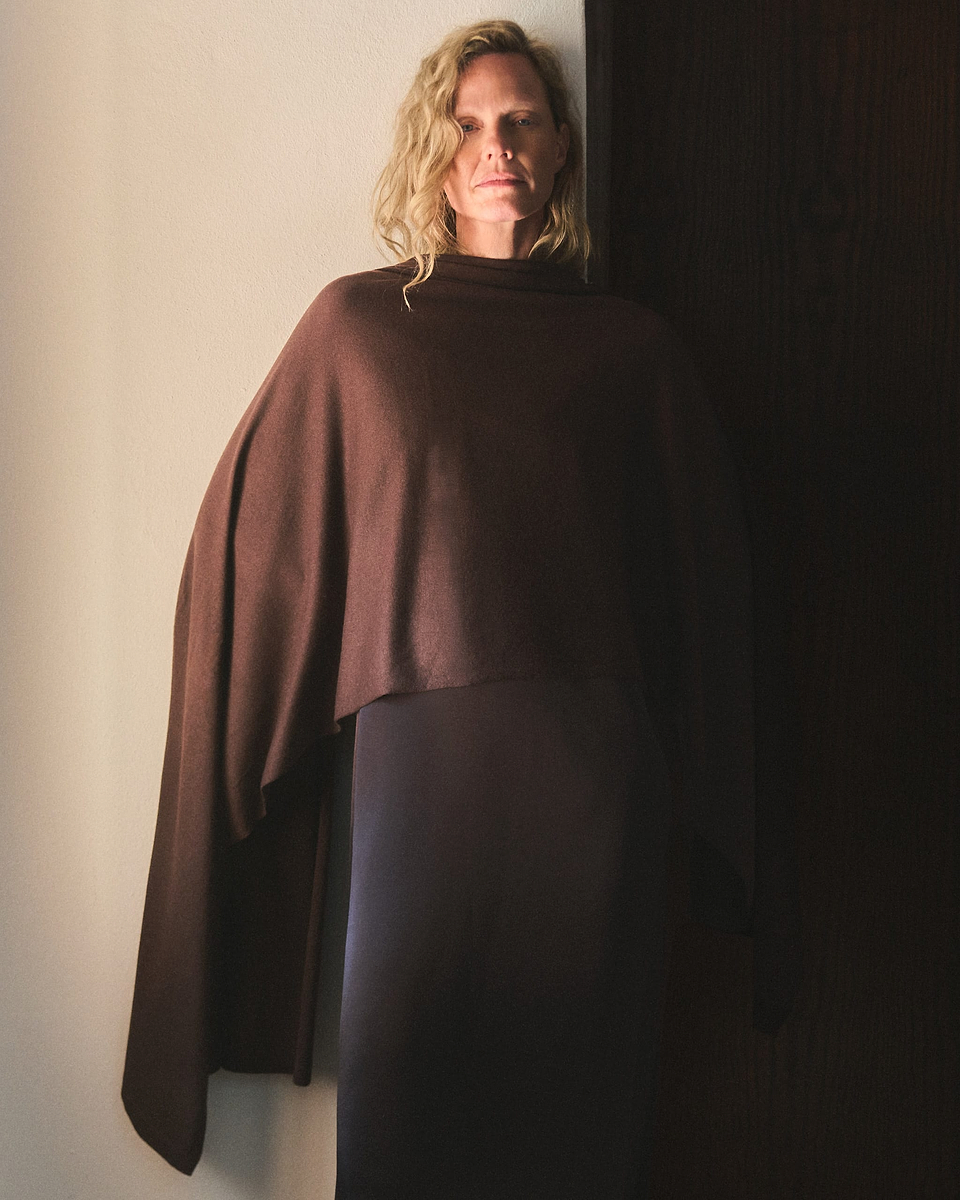 Oversized Silk-Cashmere Wrap - Umber