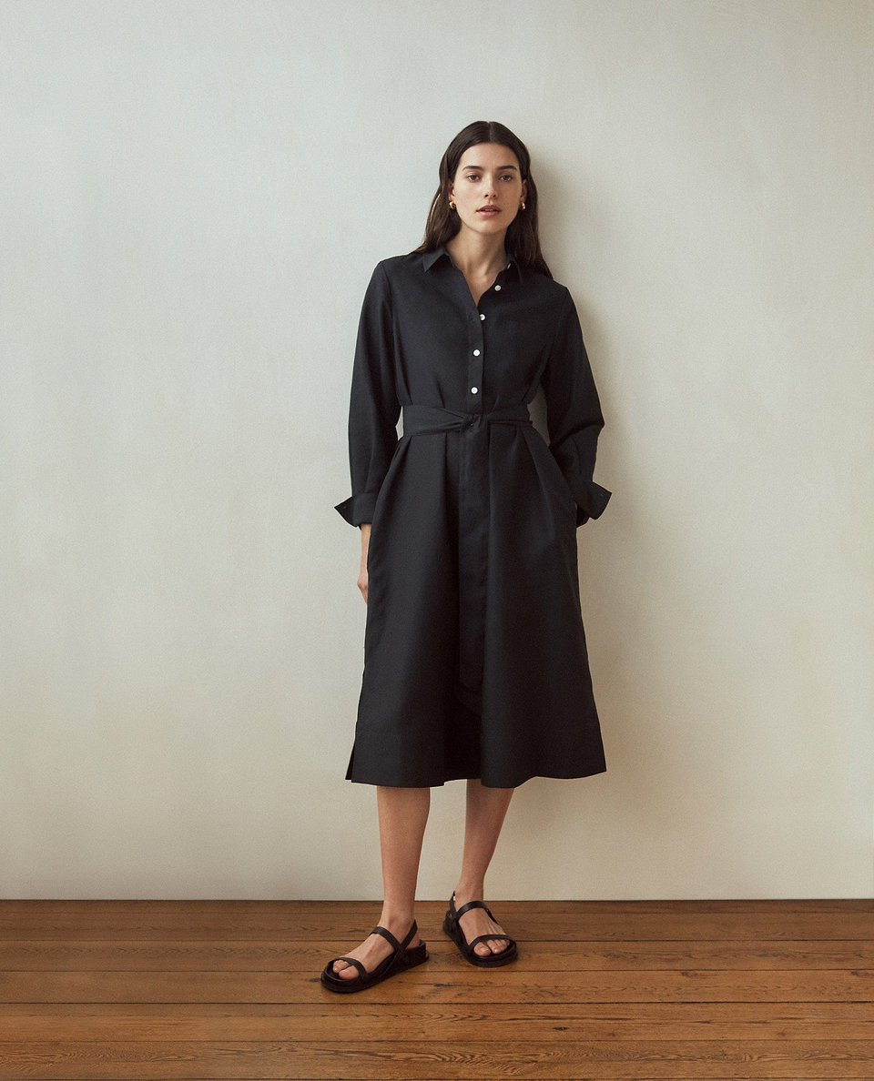 Women's Future-Linen Shirt Dress - Black