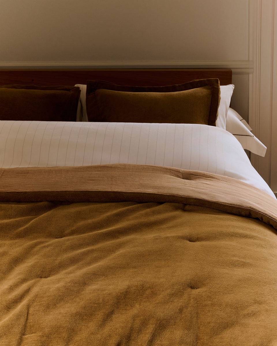 Cotton Chenille Square Cushion Cover - Ochre