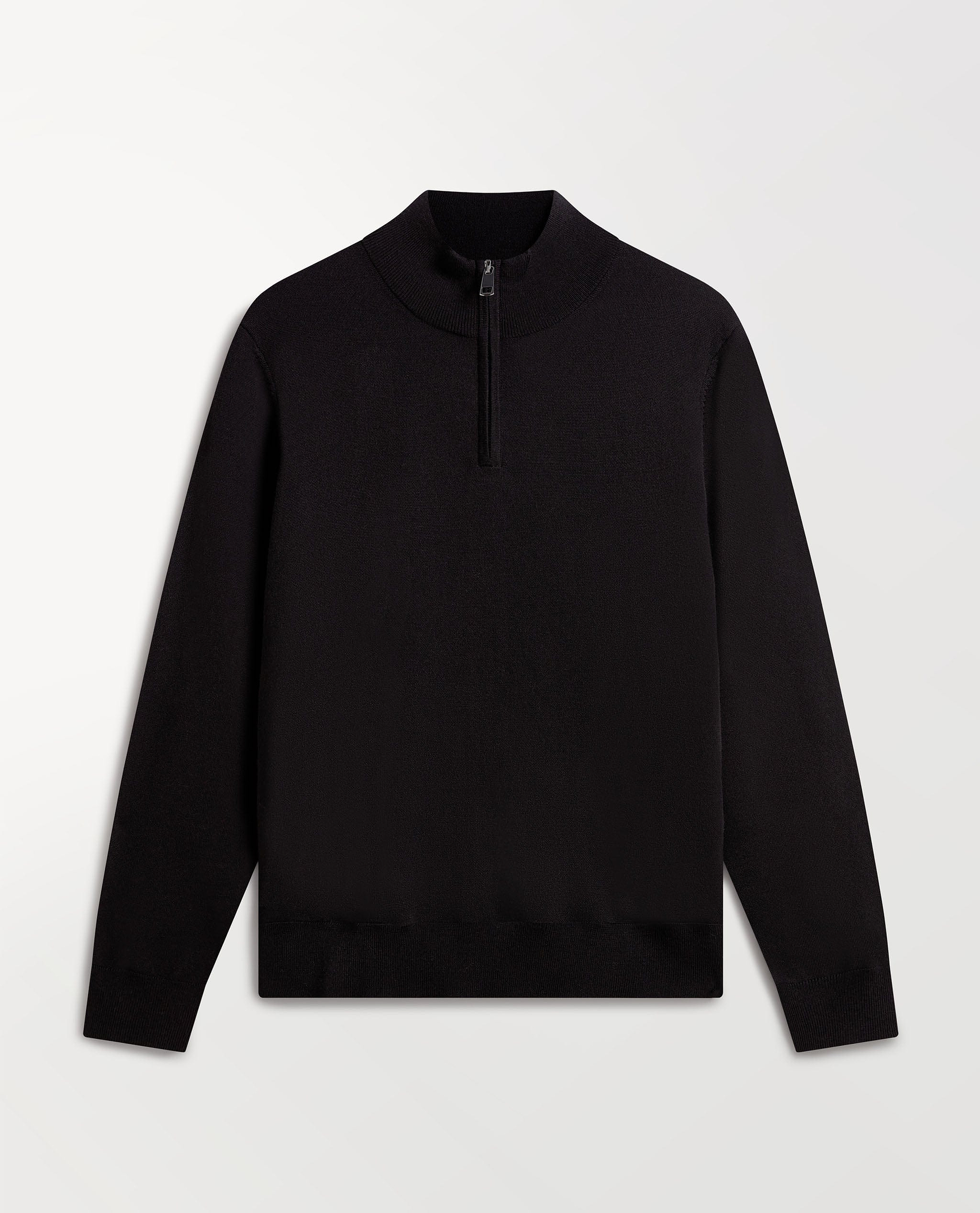 Men's Fine Merino 1/4 Zip Jumper - Black