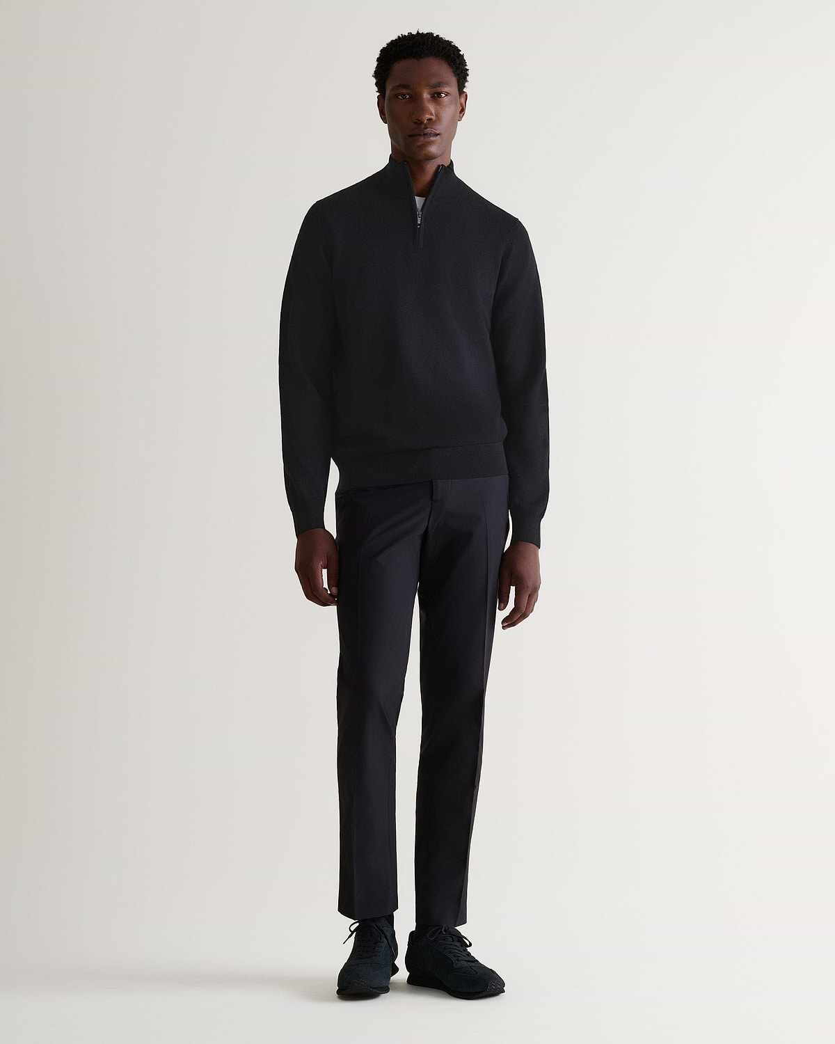 Men's Tropical Wool Drawstring Trousers - Black