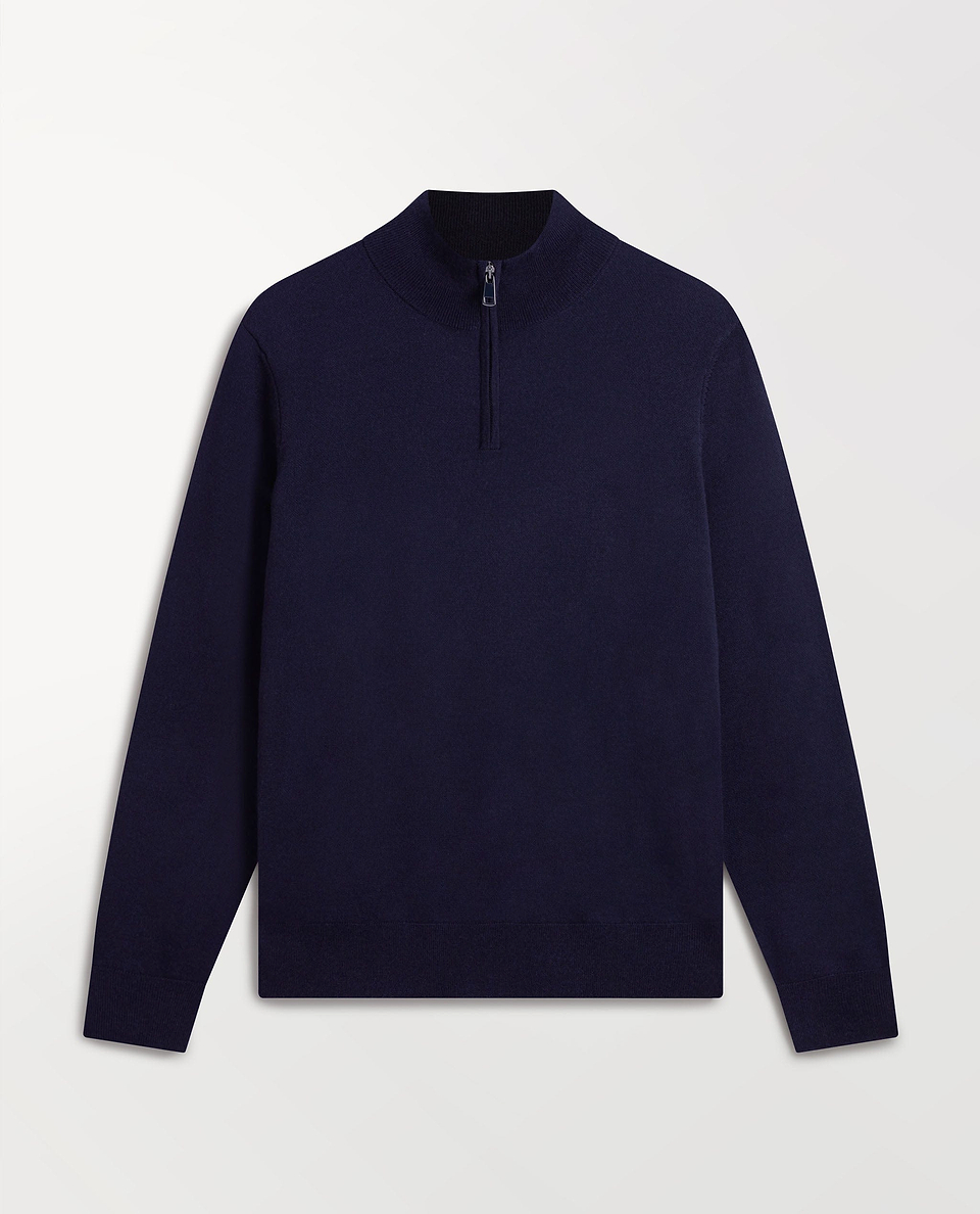 Men's Fine Merino 1/4 Zip Jumper - Indigo
