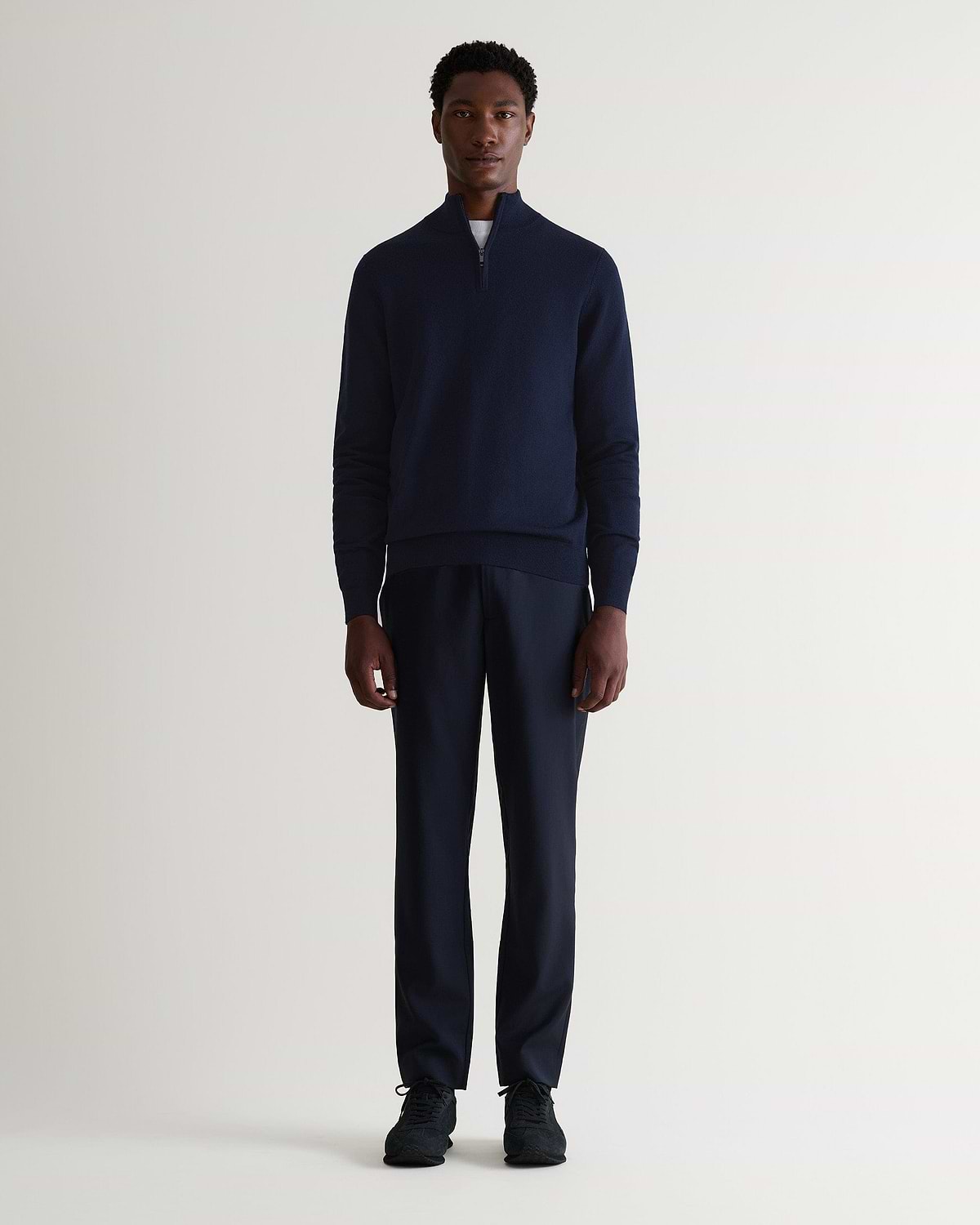 Men's Fine Merino 1/4 Zip Jumper - Indigo