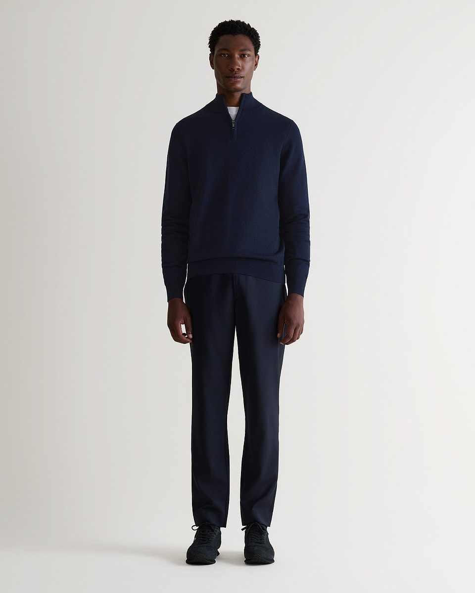 Men's Fine Merino 1/4 Zip Jumper - Indigo
