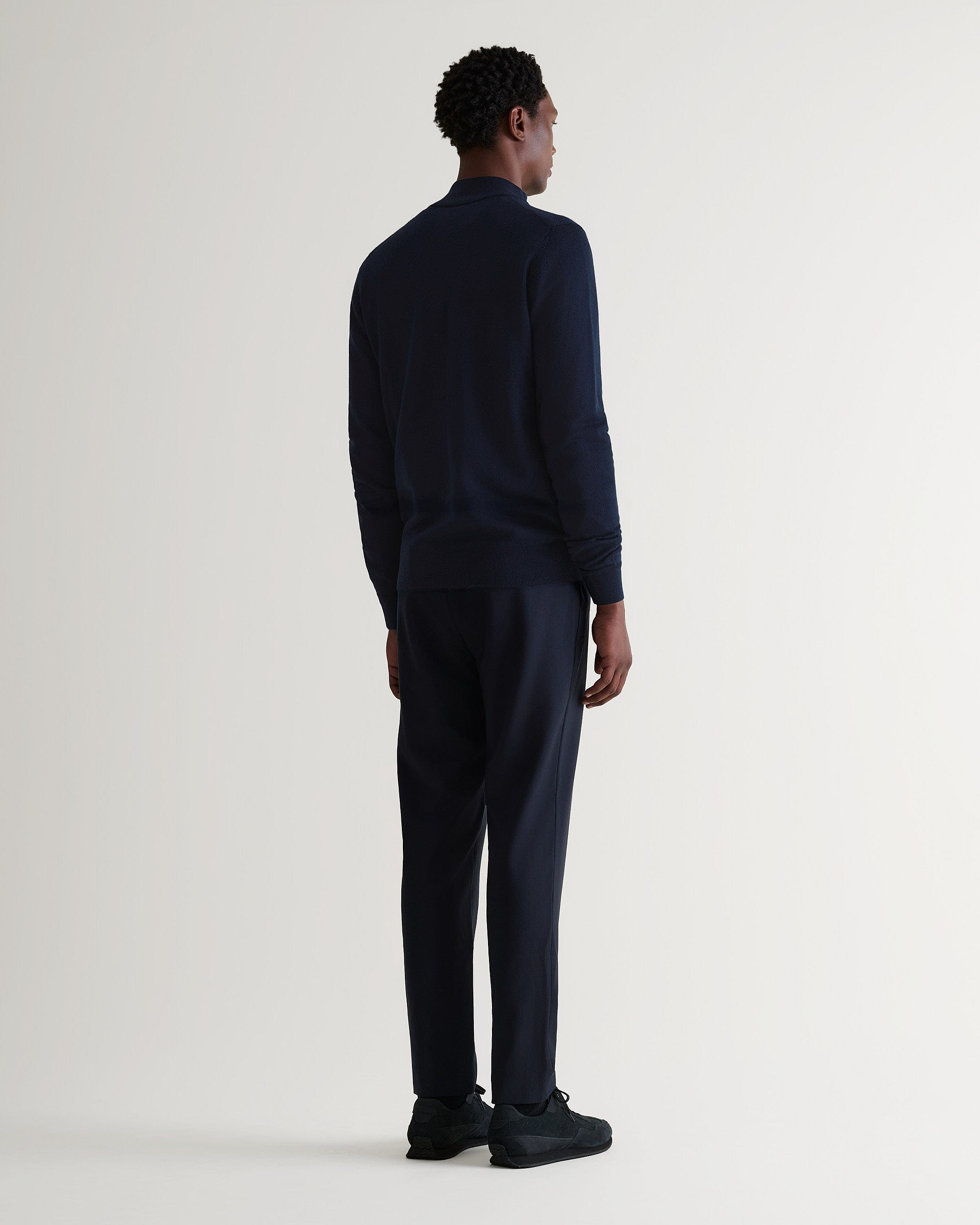 Men's Fine Merino 1/4 Zip Jumper - Indigo