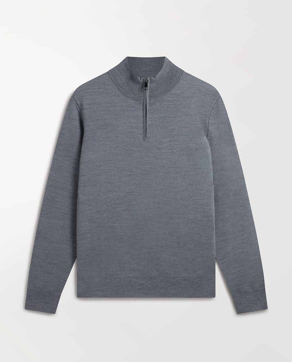 Men's Fine Merino 1/4 Zip Jumper - Grey