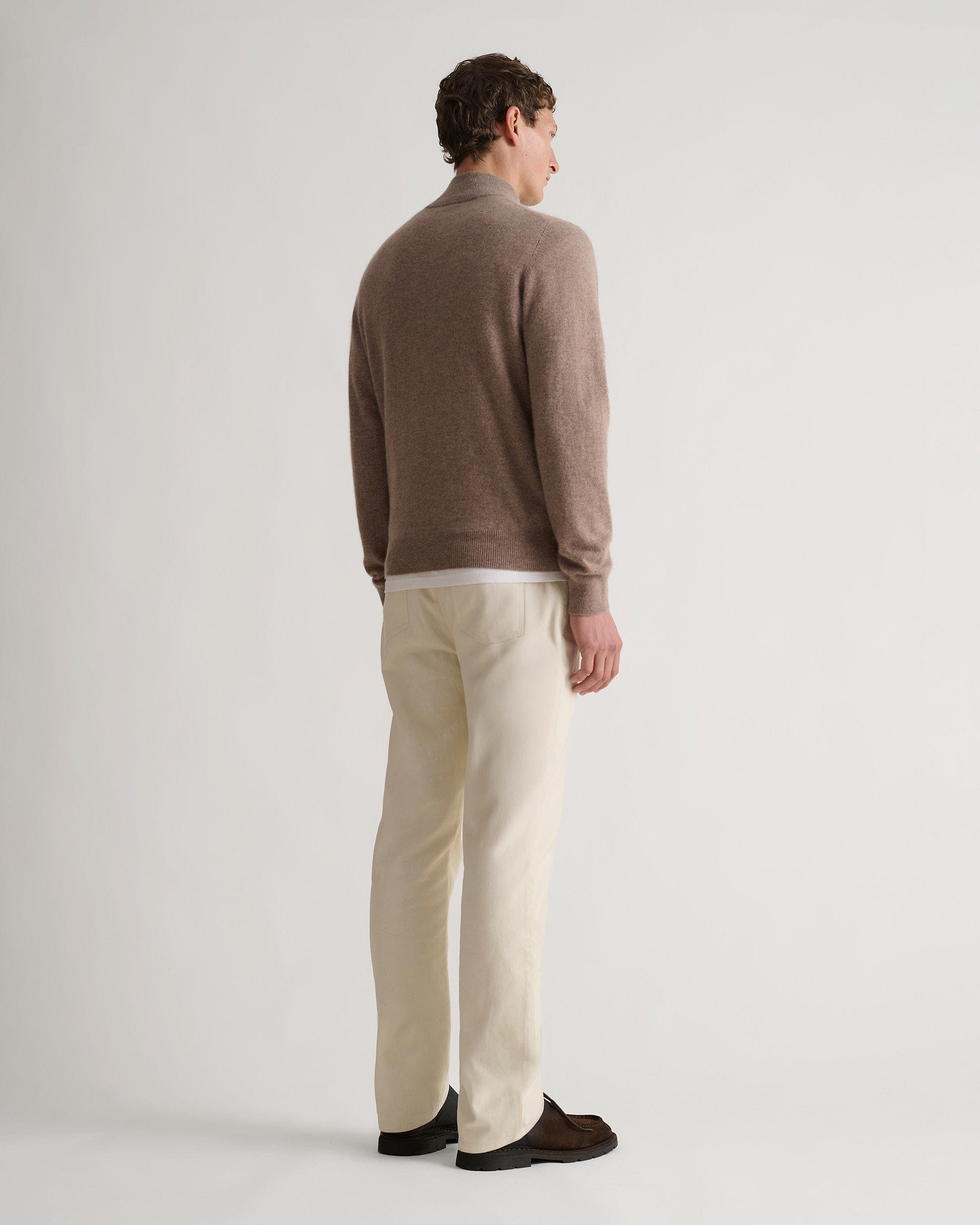 Men's Finest Cashmere 1/4 Zip Jumper - Toast