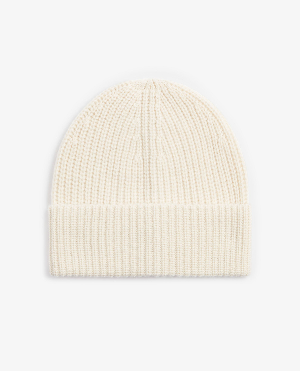 Men's Cashmere Merino Ribbed Knit Beanie - Buttermilk