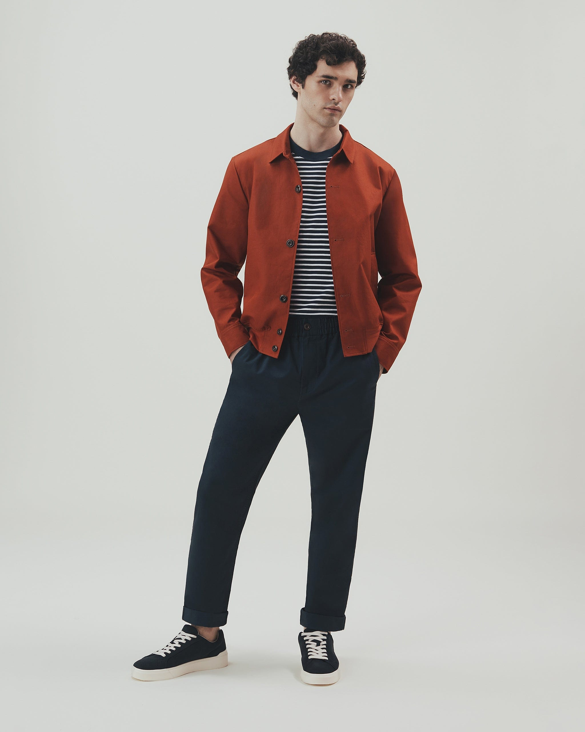 Men's French Linen Bomber Jacket - Rust