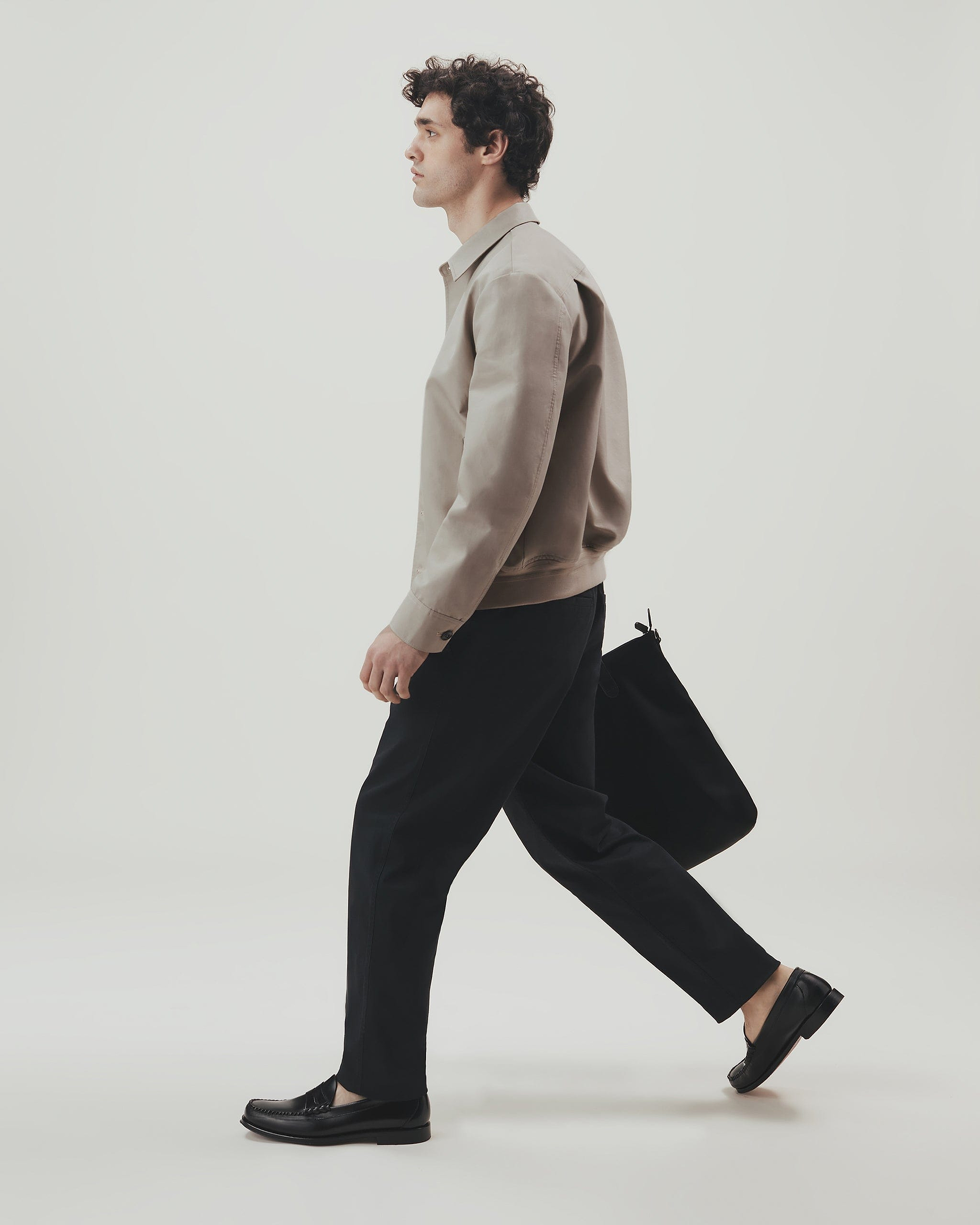 Men's French Linen Bomber Jacket - Stone