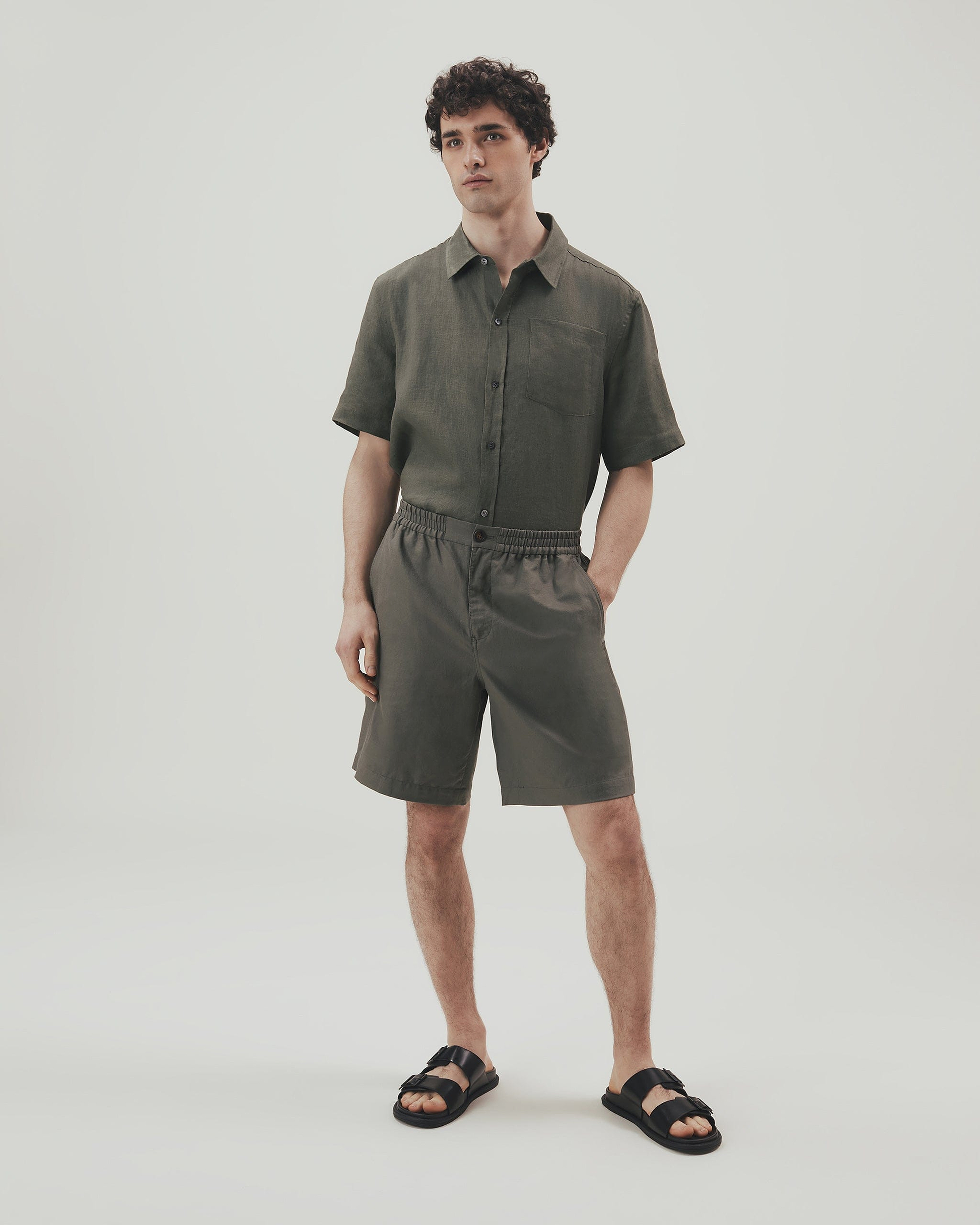 Men's French Linen Shorts - Khaki