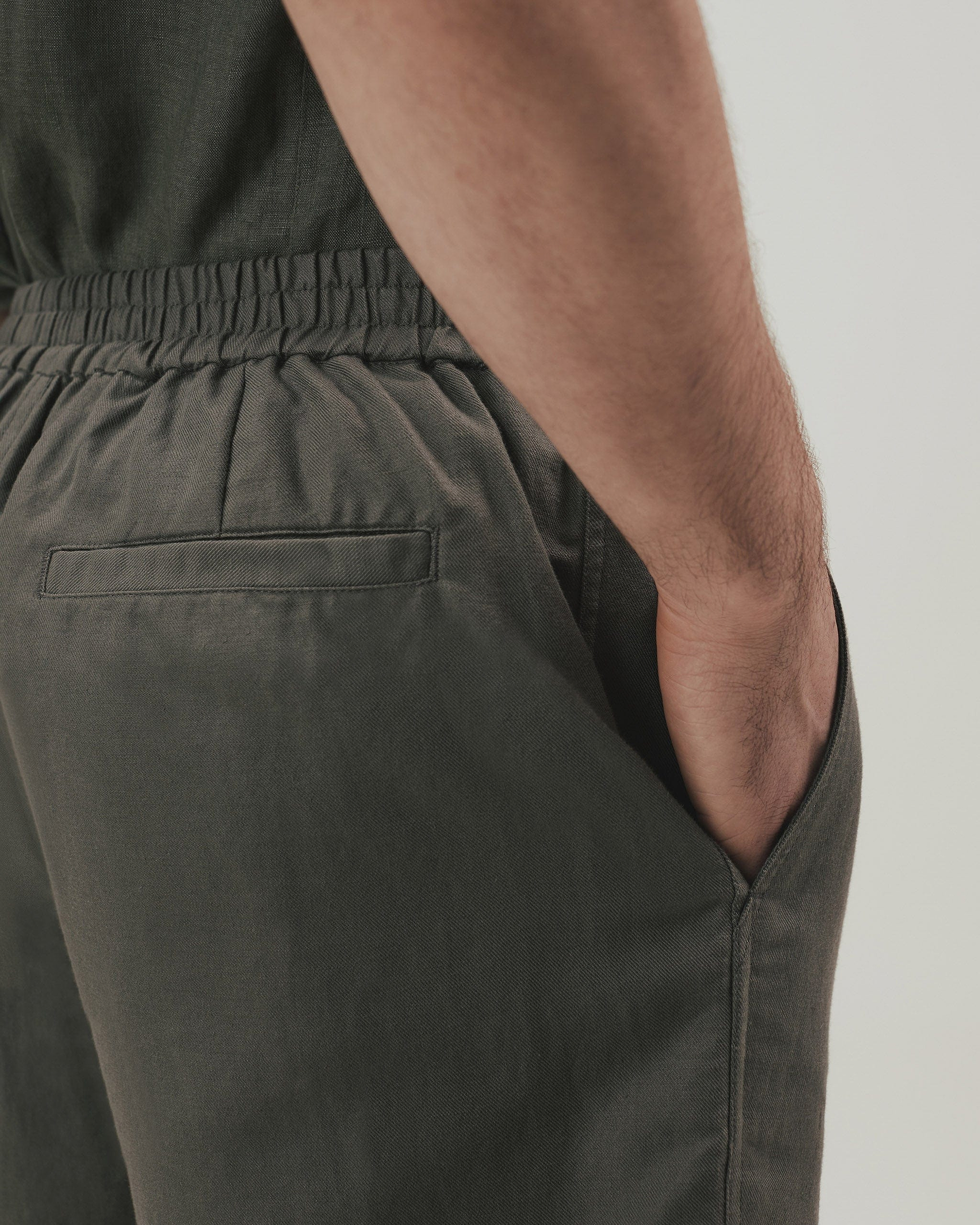 Men's French Linen Shorts - Khaki