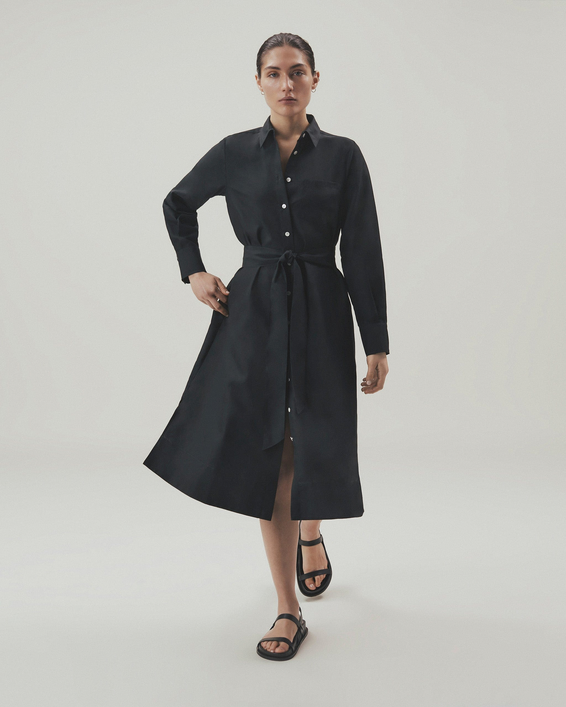Women's Future-Linen Shirt Dress - Black