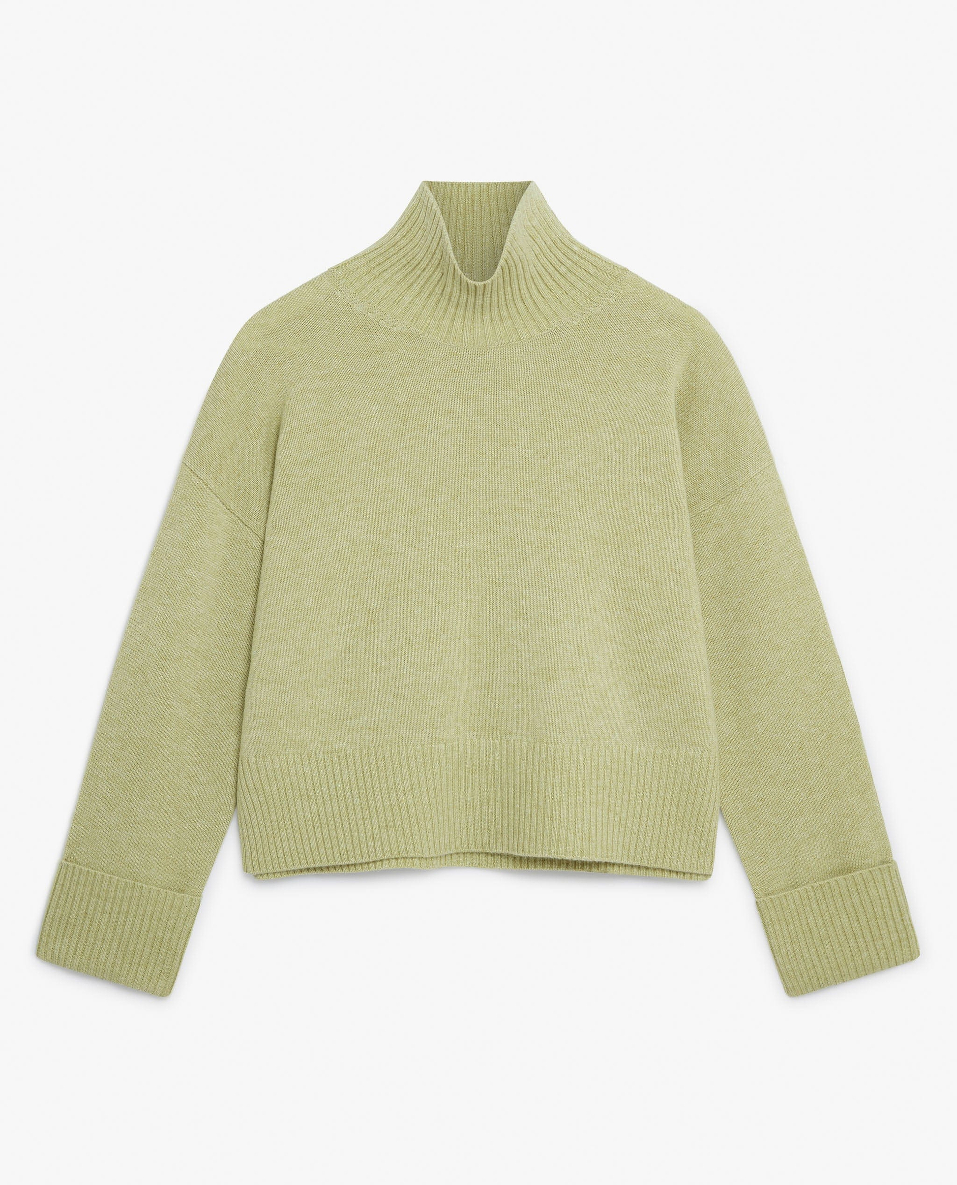 Women's Cashmere Merino High Neck Jumper - Lichen