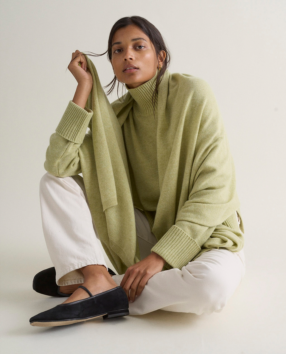 Oversized Finest Cashmere Wrap - Lichen