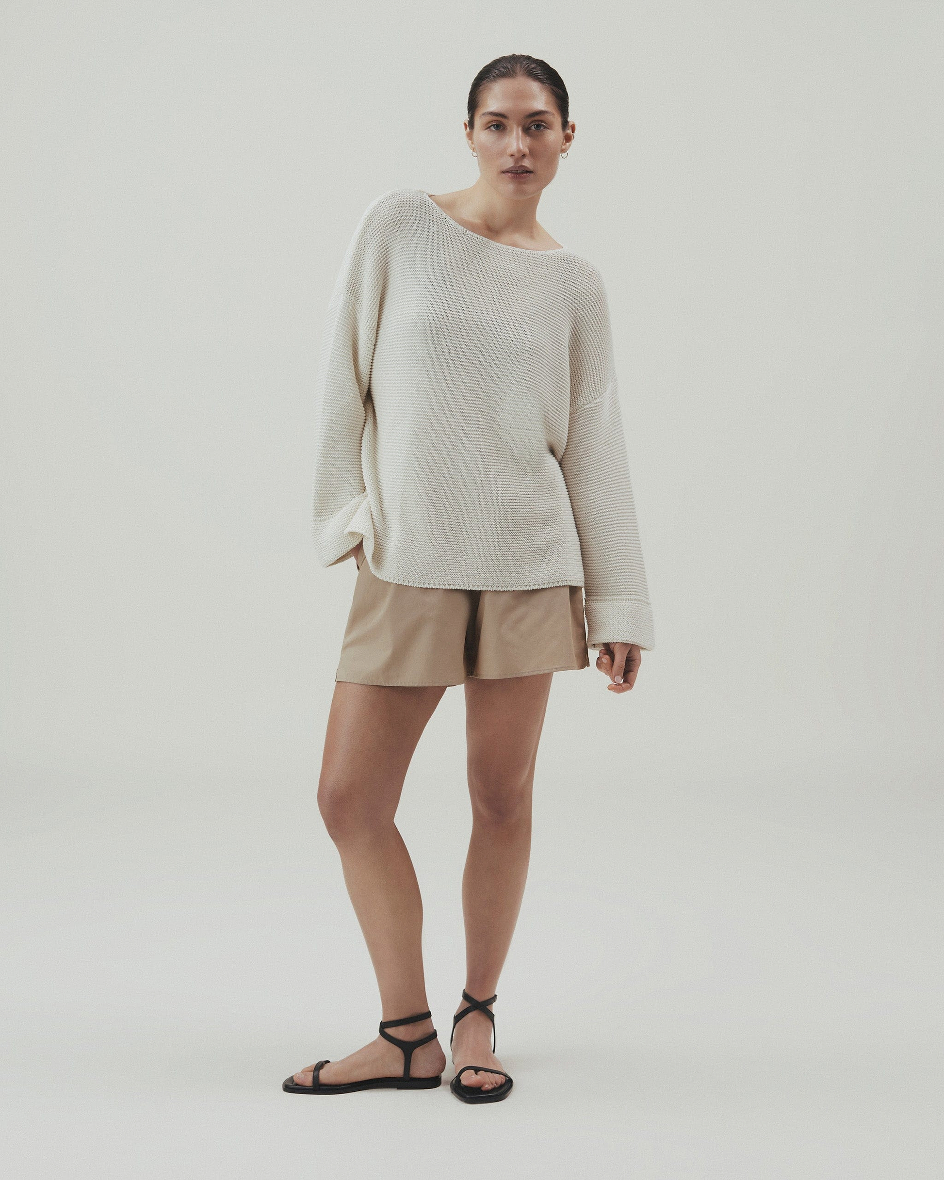 Women's Organic Cotton Poplin Shorts - Sandstone