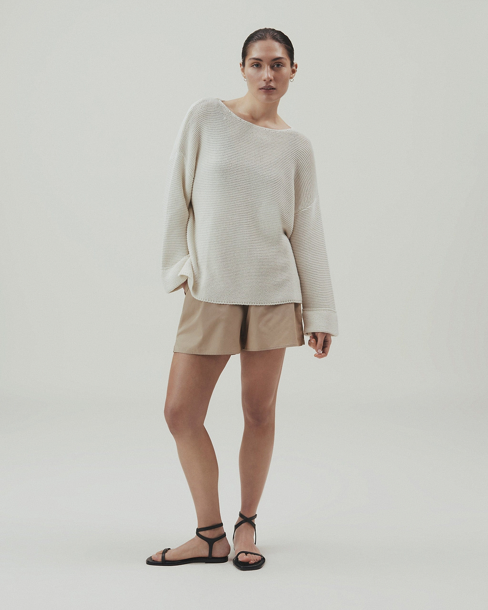 Women's Organic Cotton Poplin Shorts - Sandstone