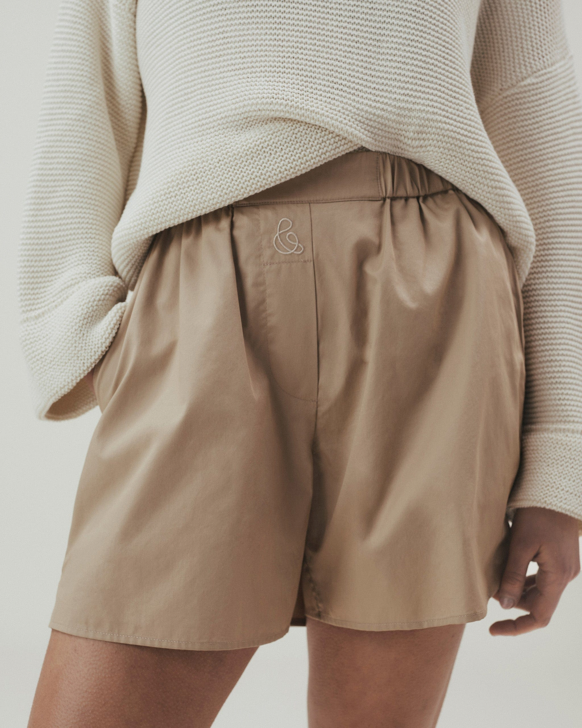 Women's Organic Cotton Poplin Shorts - Sandstone