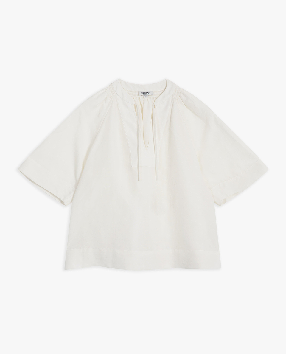 Women's Future-Linen Tie Neck Blouse - Buttermilk