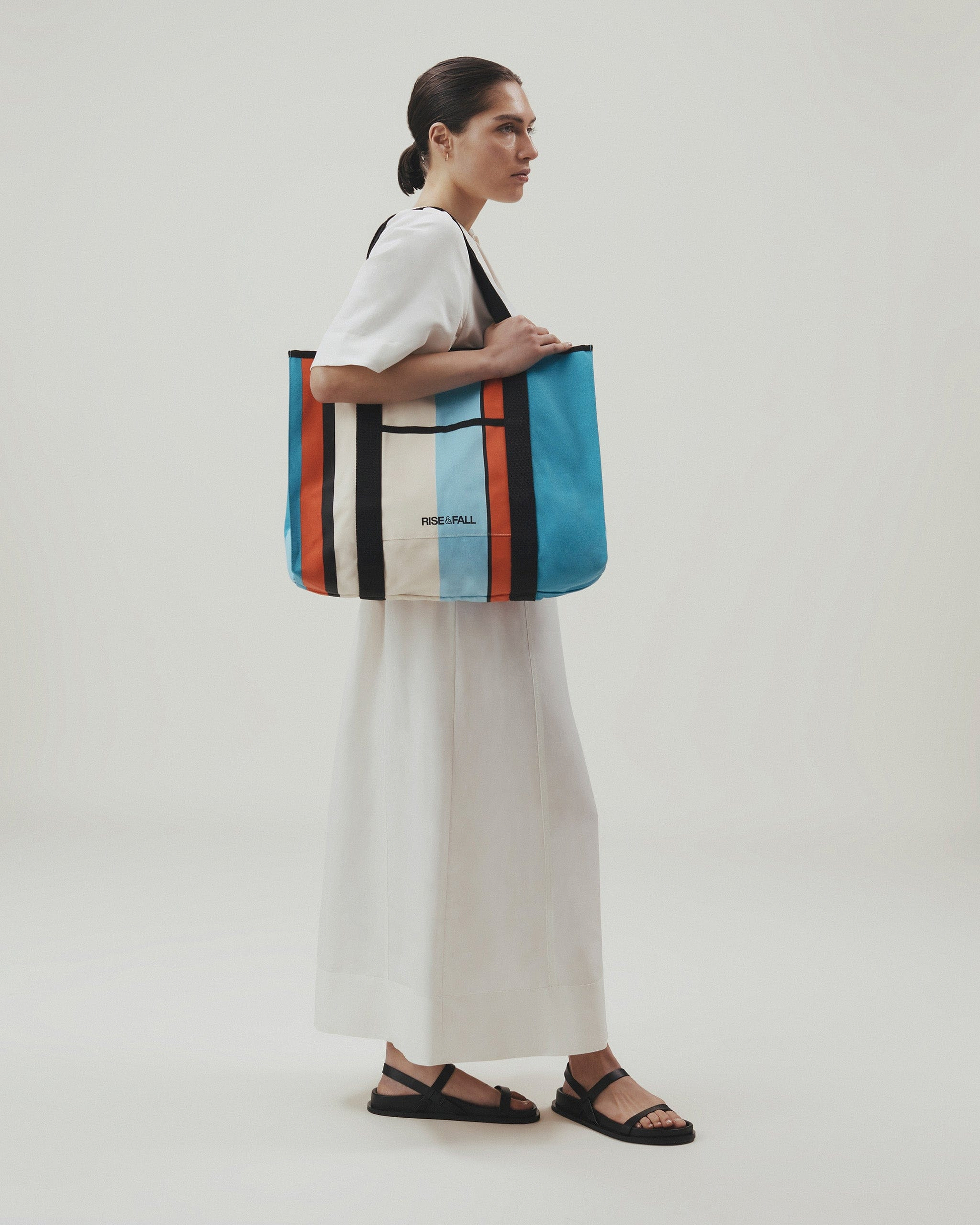 Travel Tote Bag - Rising Blue Stripe