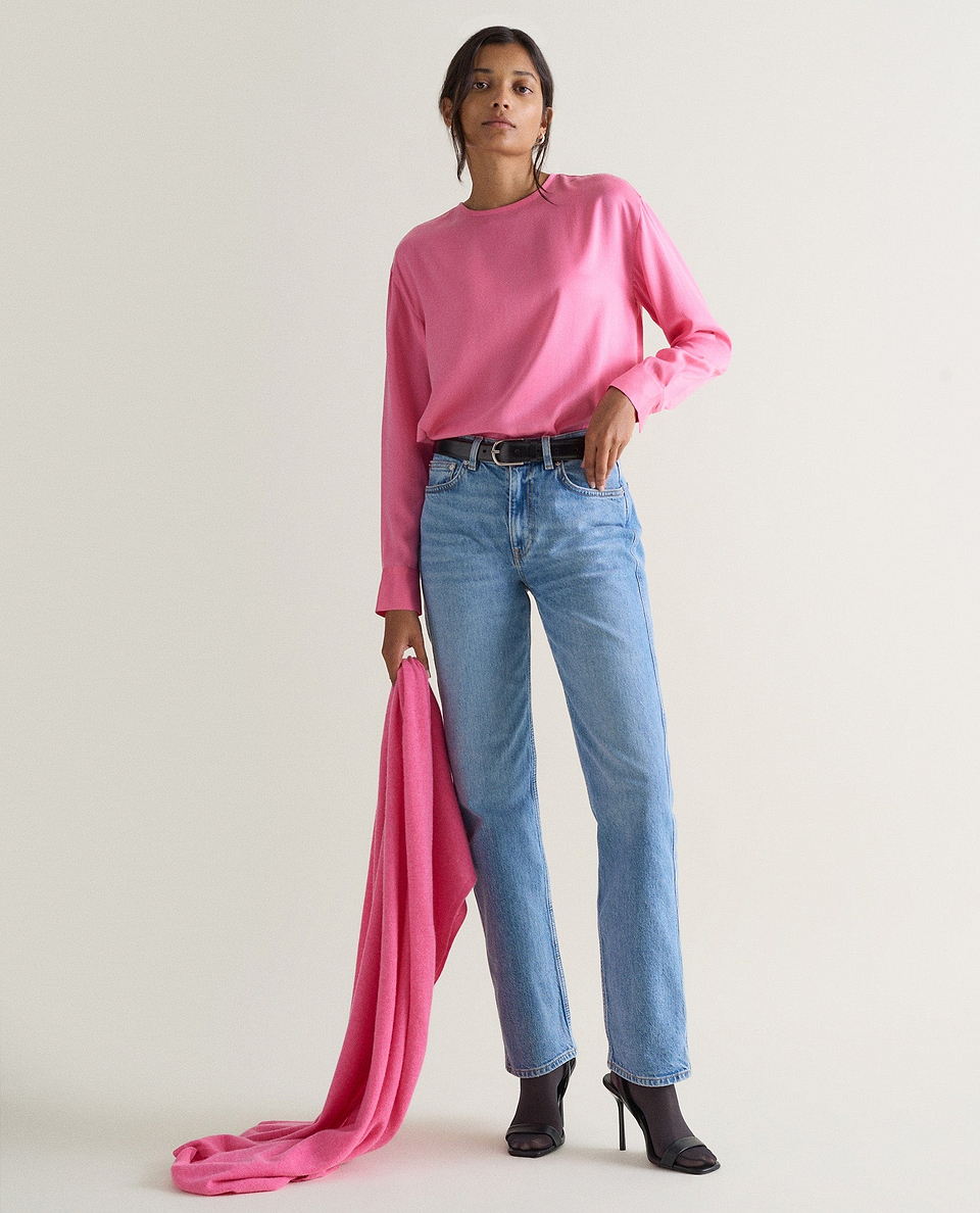Women's Drop Shoulder Easy-Silk Top - Pink