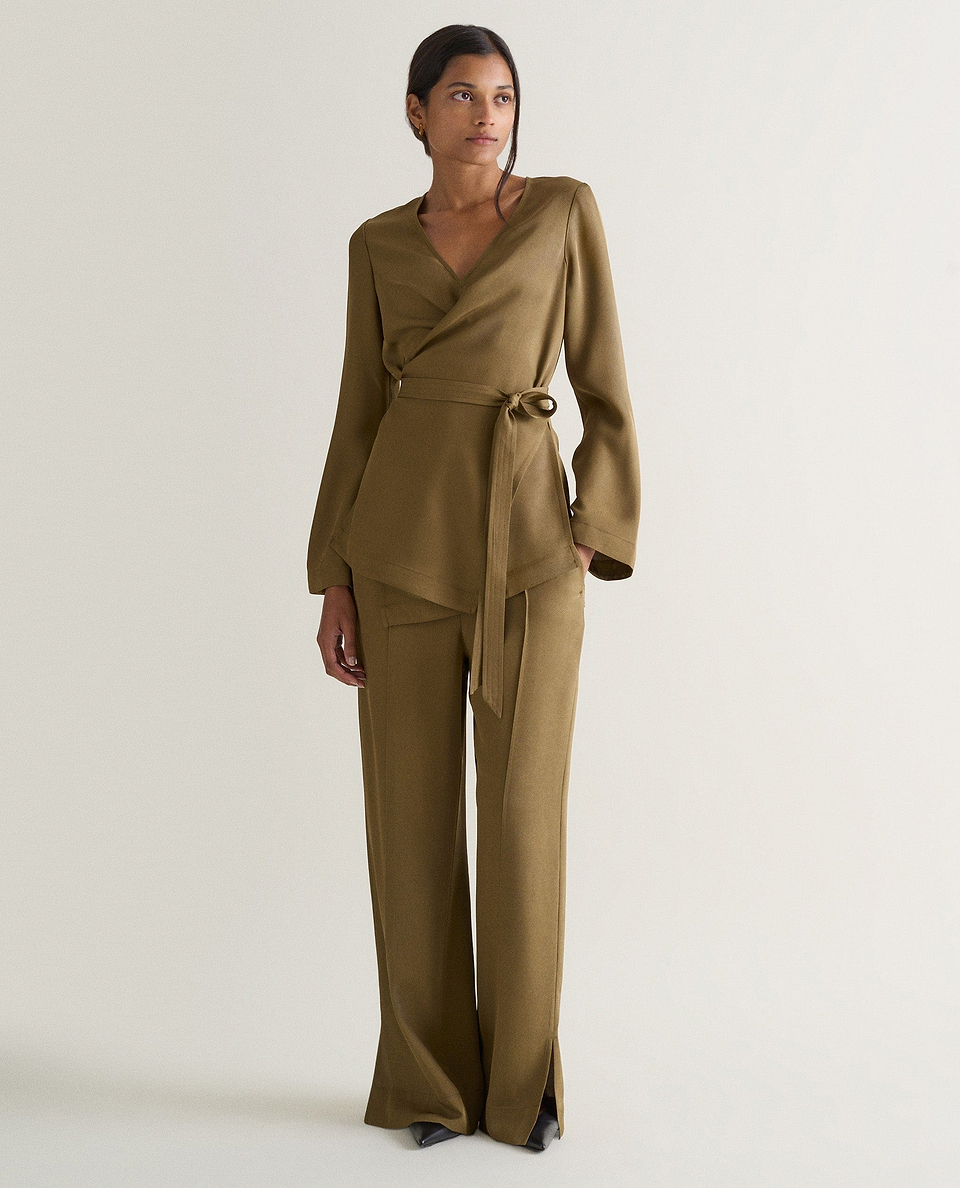 Women's NAIA™ Draped Wrap Top - Golden Olive
