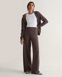 Women's Finest Cashmere Full Zip Hoodie - Chocolate