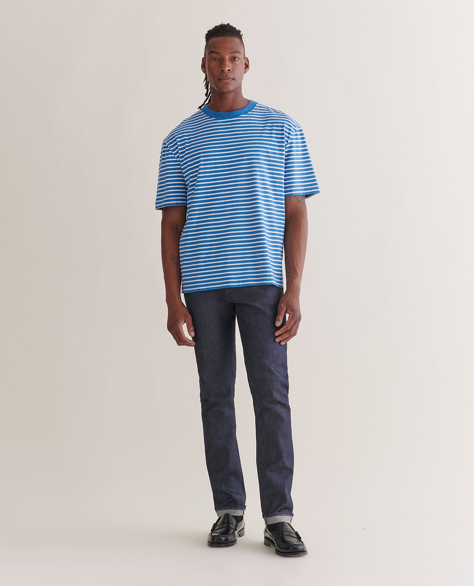 Men's Relaxed Striped Cotton T-shirt - Blue