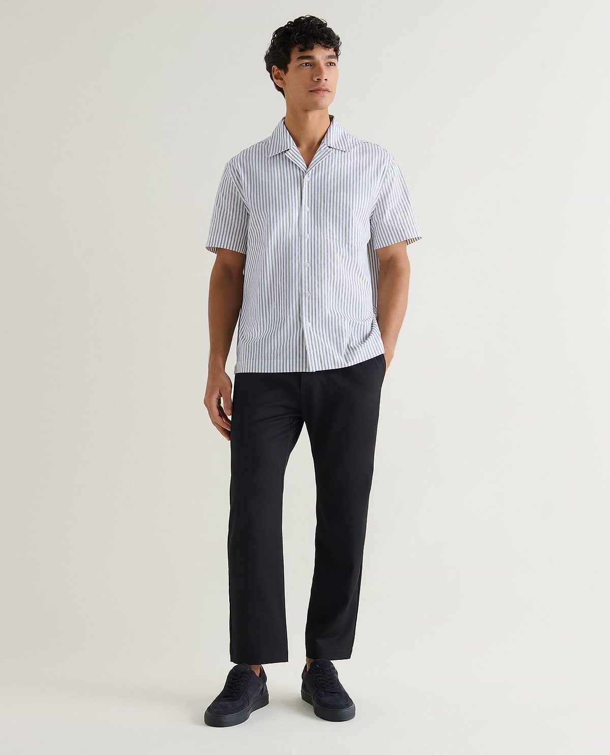 Men's Organic Cotton Camp Collar Stripe Shirt - Stripe