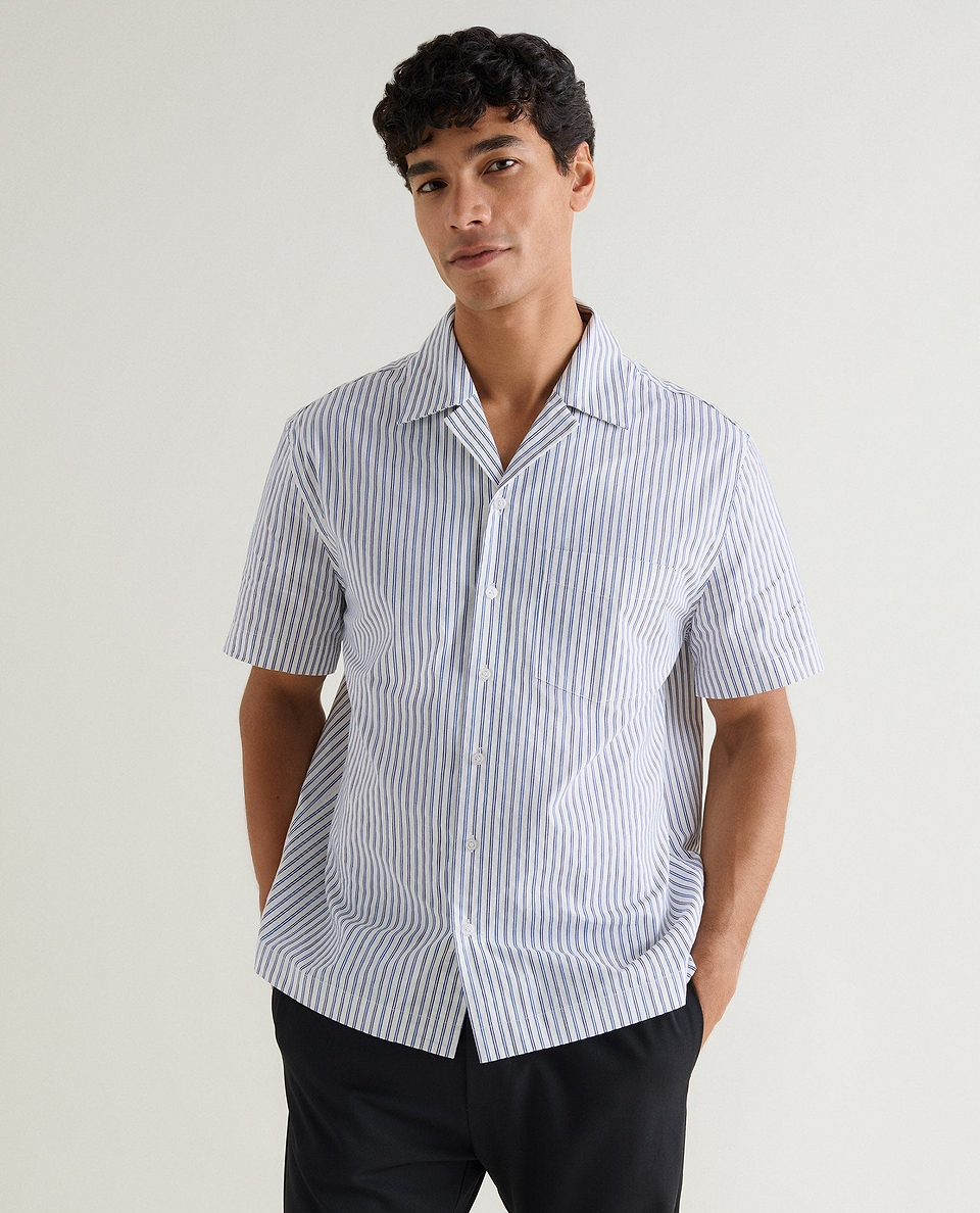 Men's Organic Cotton Camp Collar Stripe Shirt - Stripe