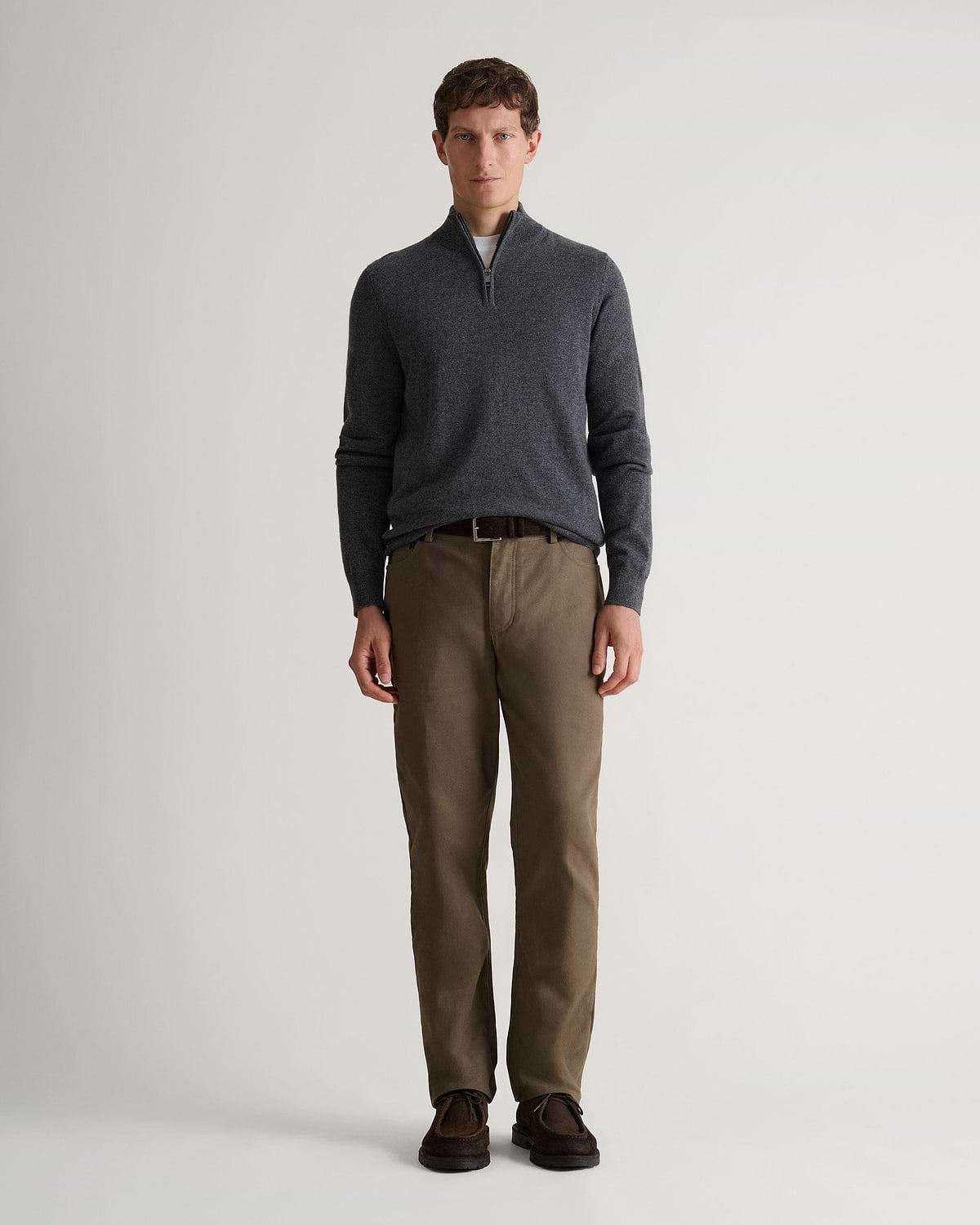 Men's Finest Cashmere 1/4 Zip Jumper - Graphite